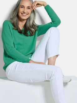 Goldner Damen Pullover in grün - Ärmel: langarm