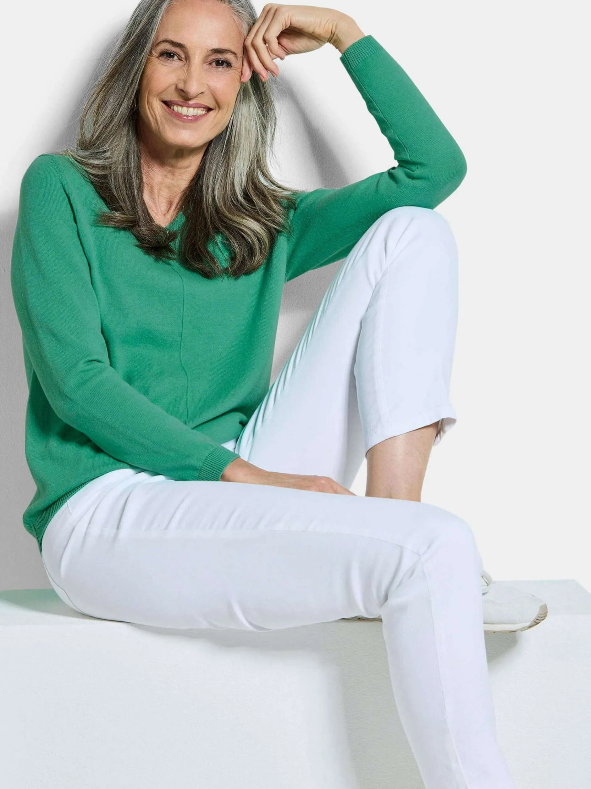 Goldner Damen Pullover in grün - Ärmel: langarm
