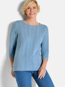 Goldner Damen Pullover in hellblau - Ausschnitt: U-Boot