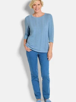 Goldner Damen Pullover in hellblau - Ausschnitt: U-Boot