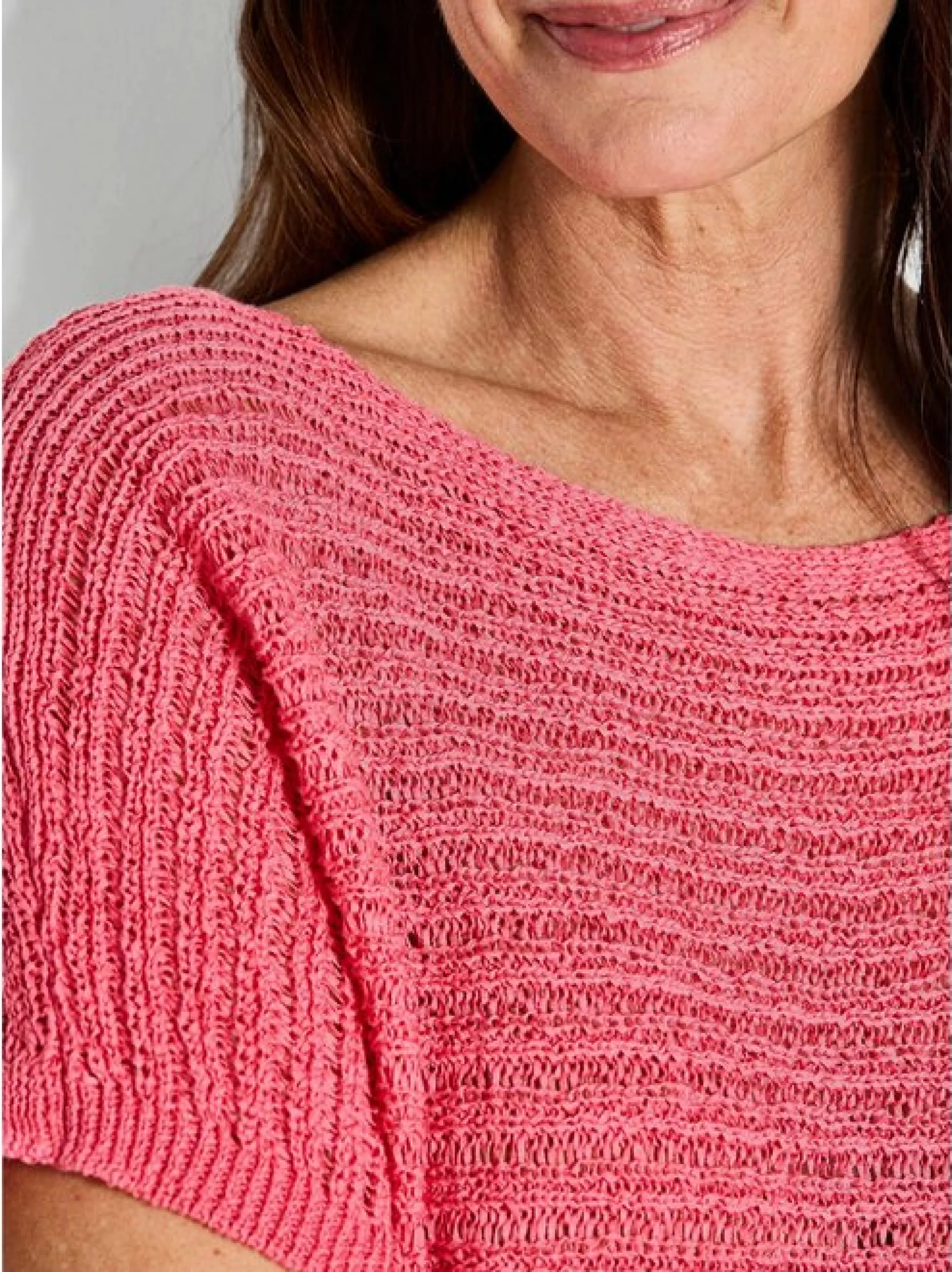 Goldner Damen Pullover in koralle - Ausschnitt: U-Boot