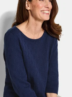 Goldner Damen Pullover in marine - Ausschnitt: U-Boot