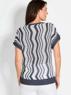 Goldner Damen Pullover in marine - Ausschnitt: U-Boot
