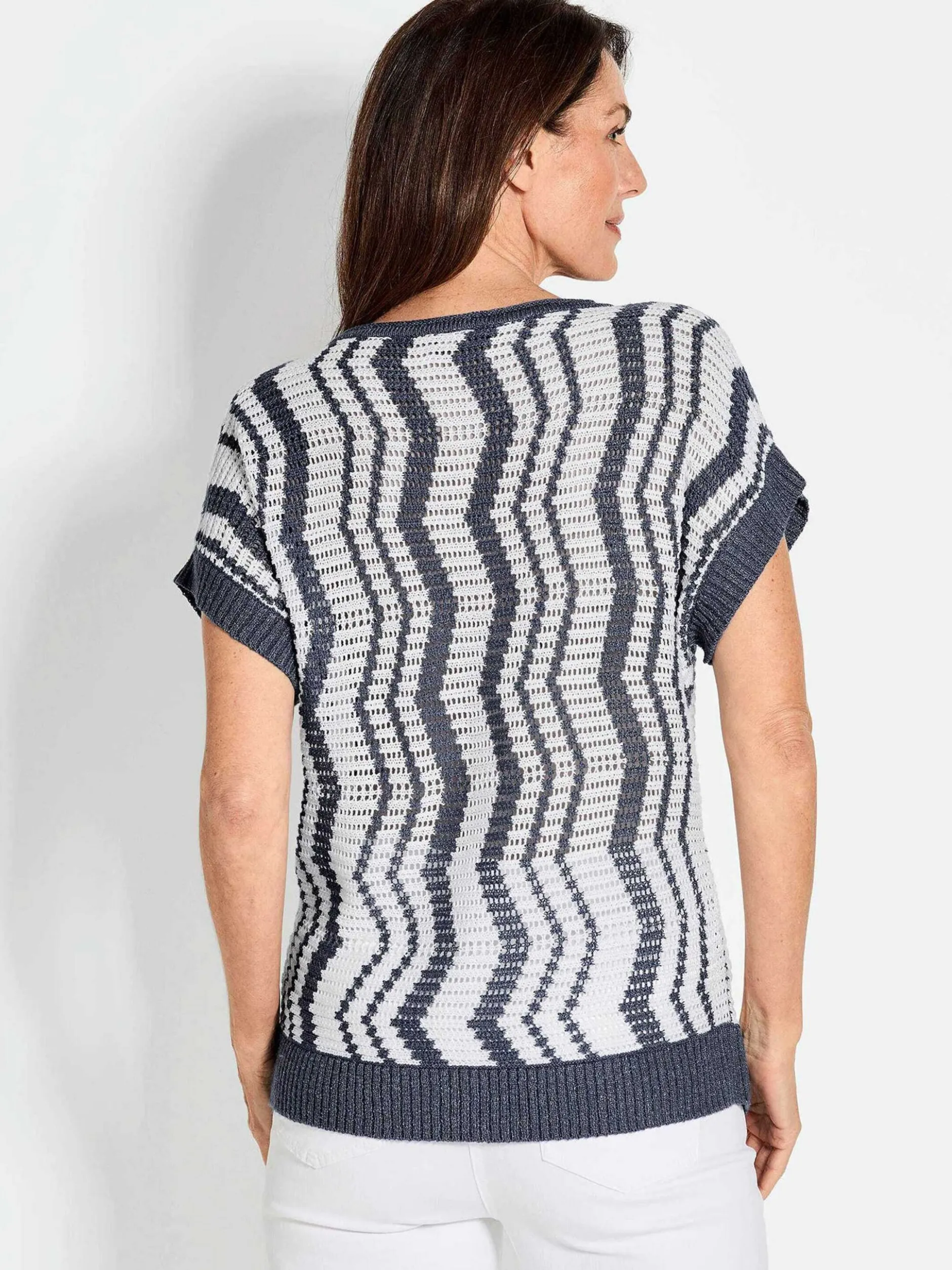 Goldner Damen Pullover in marine - Ausschnitt: U-Boot