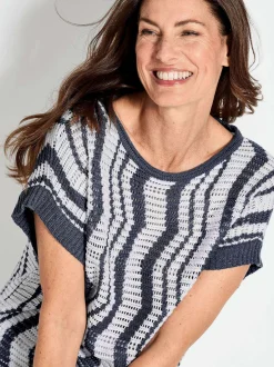 Goldner Damen Pullover in marine - Ausschnitt: U-Boot
