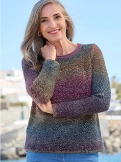 Goldner Damen Pullover in mehrfarbig - Ärmel: langarm