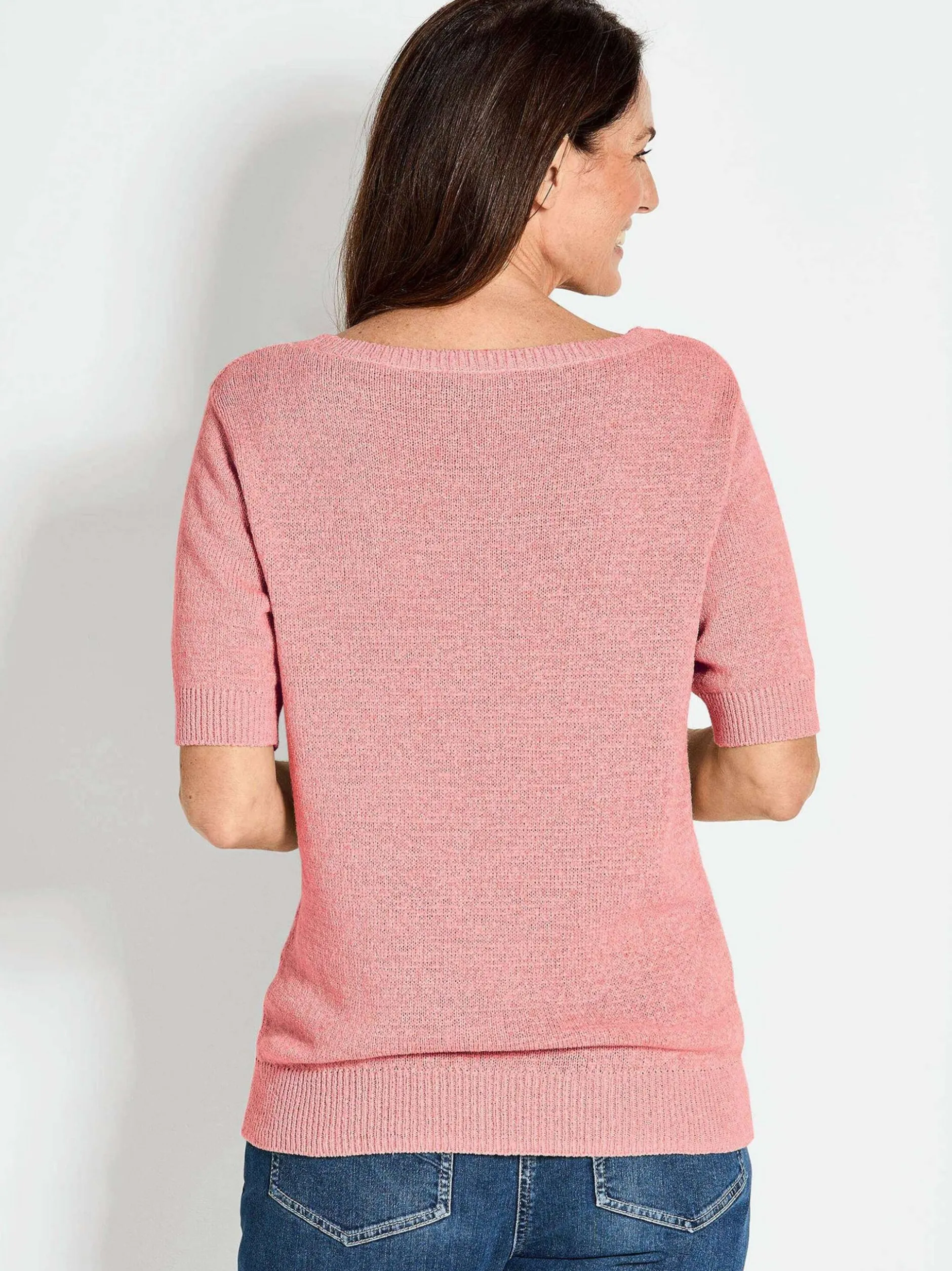 Goldner Damen Pullover in rosa - Ausschnitt: U-Boot