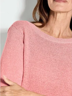 Goldner Damen Pullover in rosa - Ausschnitt: U-Boot