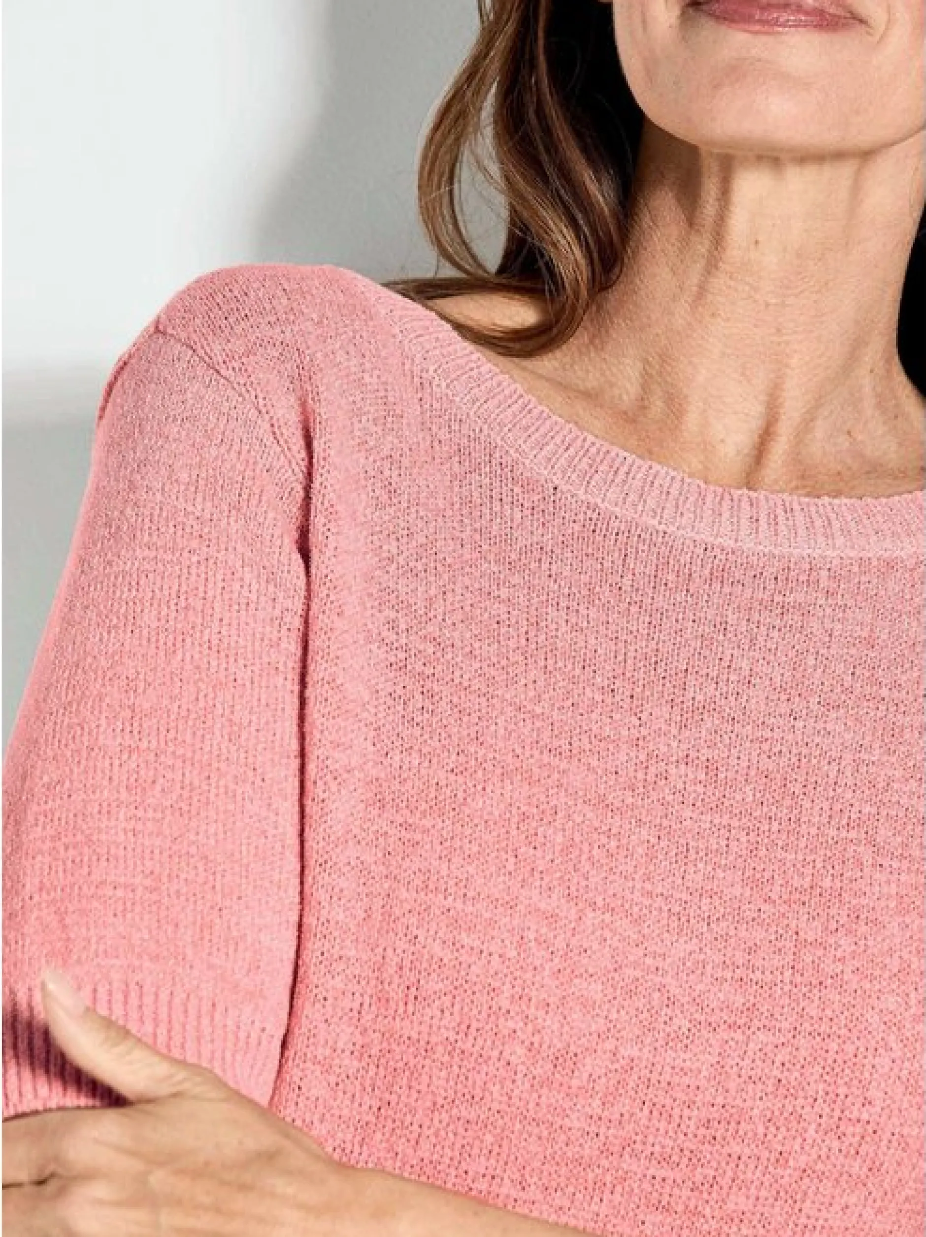 Goldner Damen Pullover in rosa - Ausschnitt: U-Boot