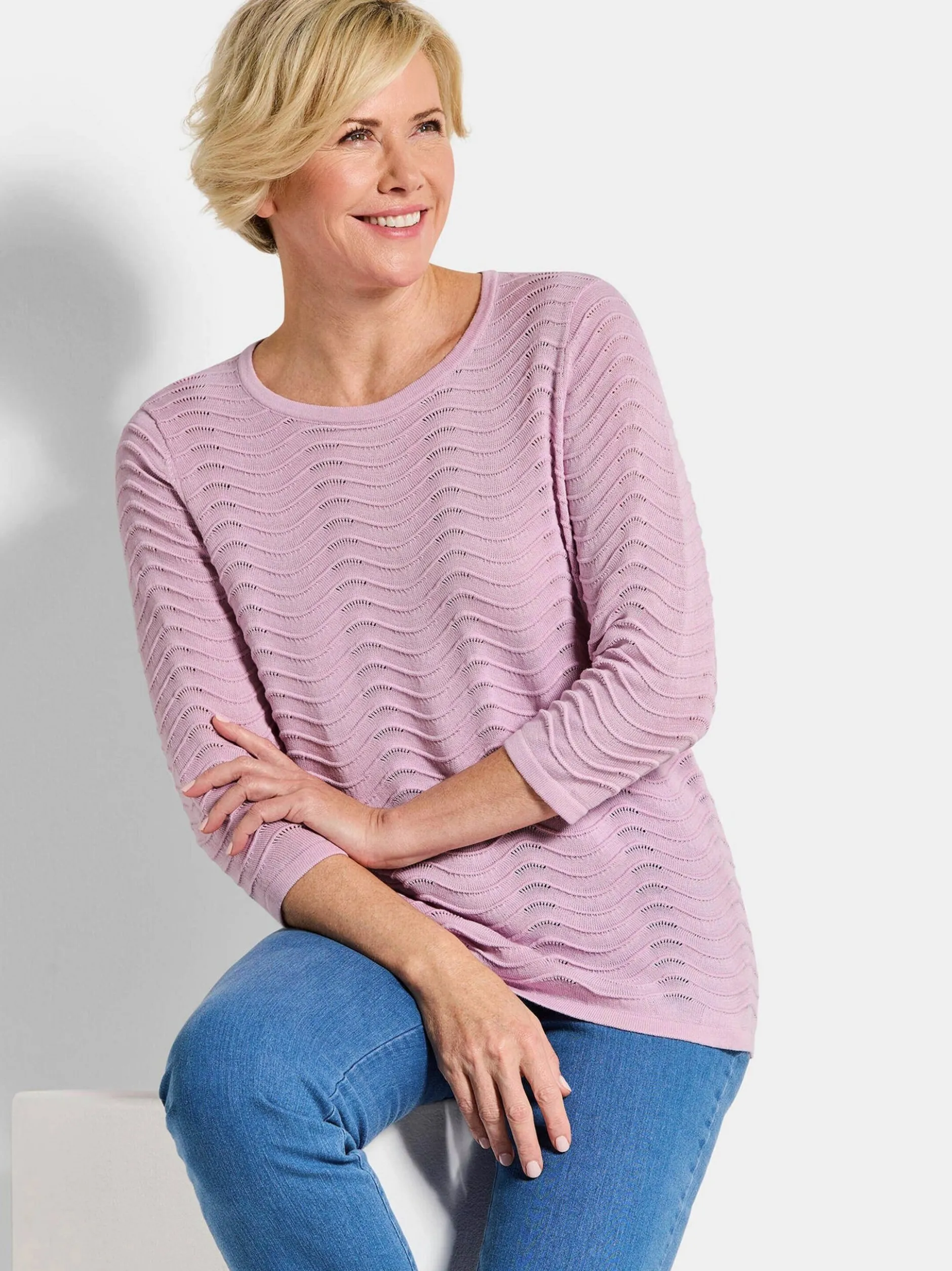 Goldner Damen Pullover in rosa - Ausschnitt: U-Boot