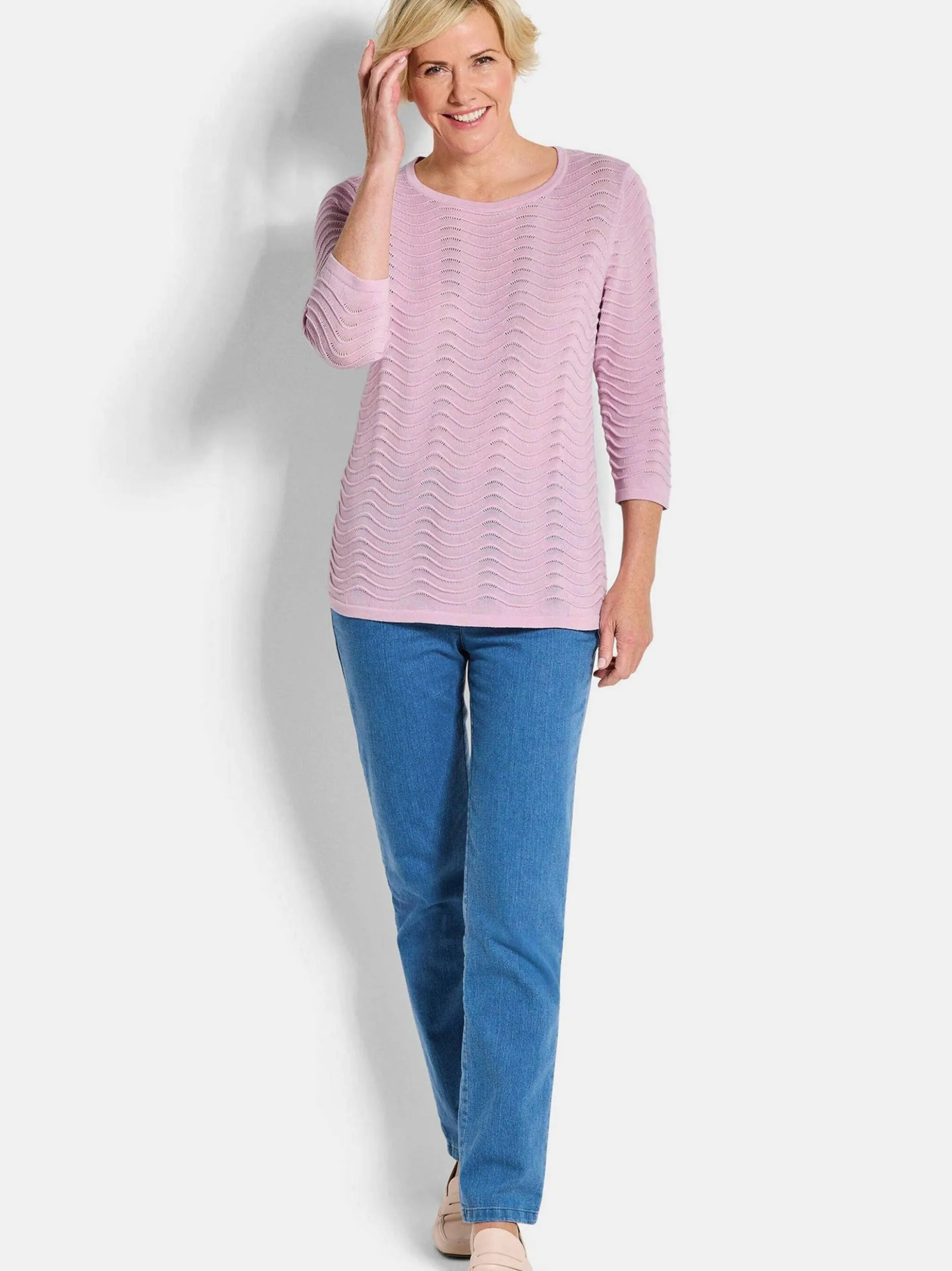 Goldner Damen Pullover in rosa - Ausschnitt: U-Boot