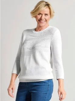 Goldner Damen Pullover in weiß - Ausschnitt: Rundhals