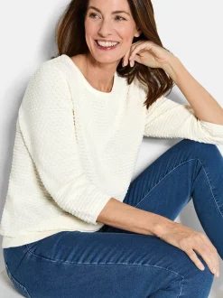 Goldner Damen Pullover in weiß - Ausschnitt: Rundhals