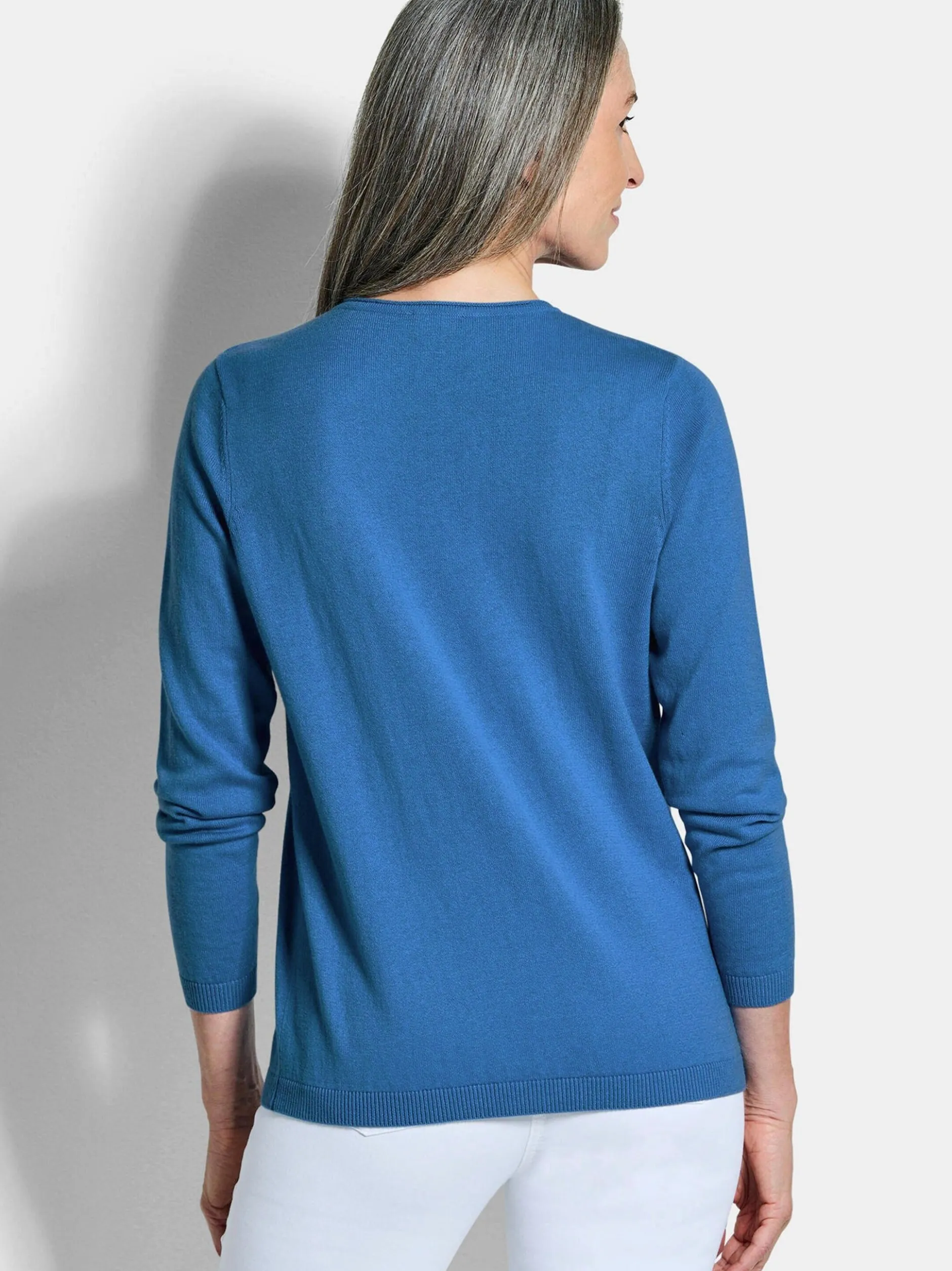 Goldner Damen Pullover - Kurzgröße in blau
