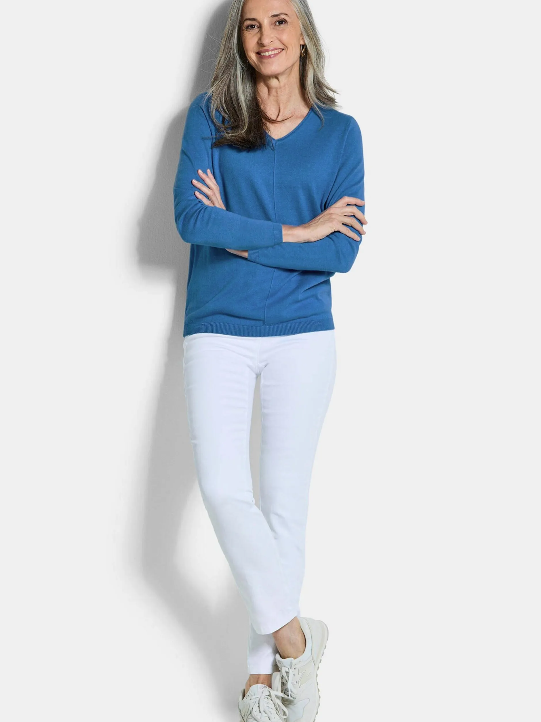 Goldner Damen Pullover - Kurzgröße in blau