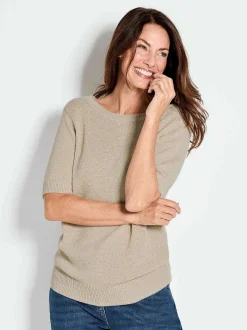 Goldner Damen Pullover - Kurzgröße in beige