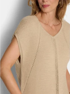 Goldner Damen Pullover - Kurzgröße in beige