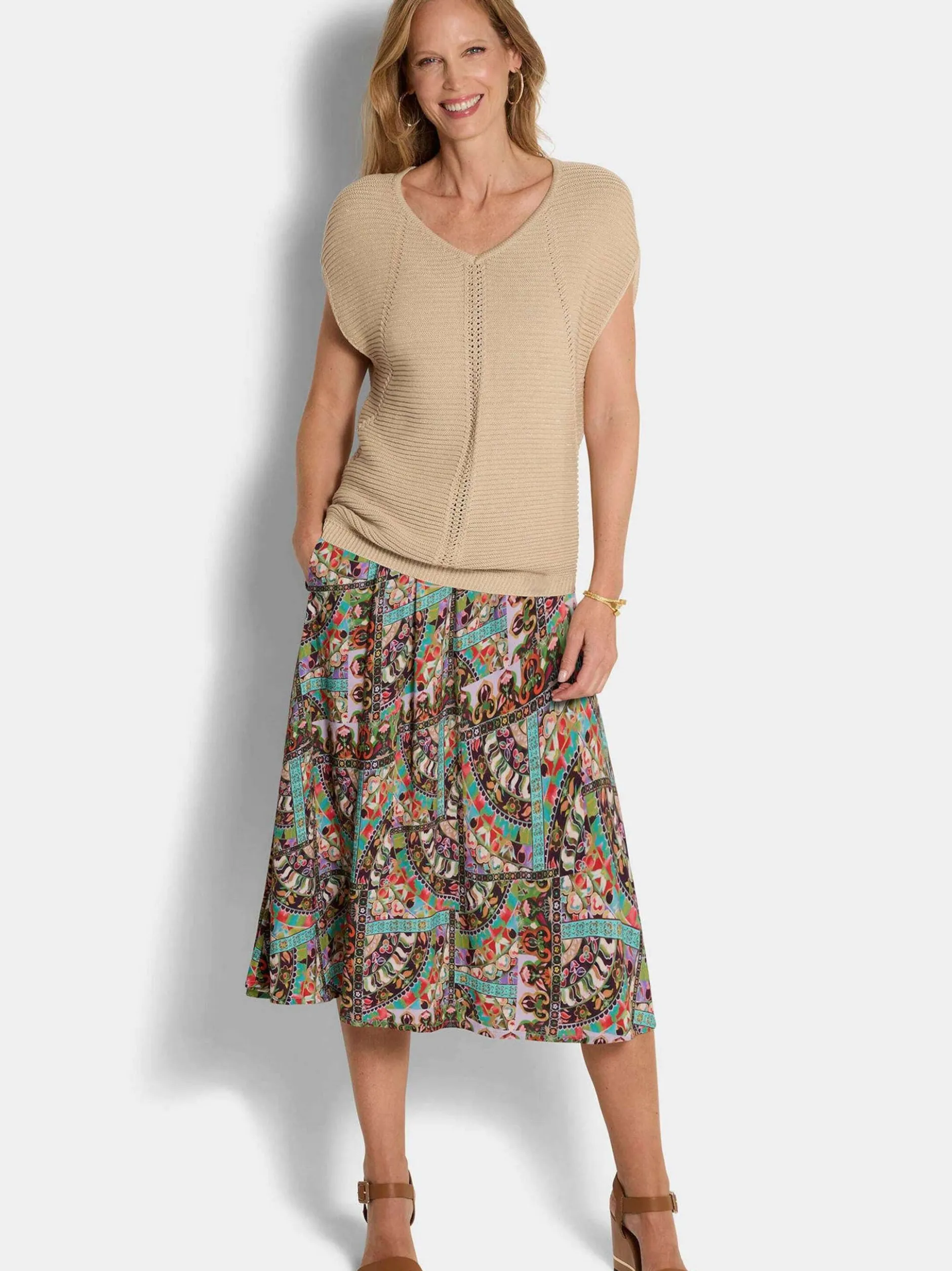 Goldner Damen Pullover - Kurzgröße in beige