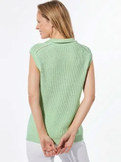 Goldner Damen Pullover - Kurzgröße in grün