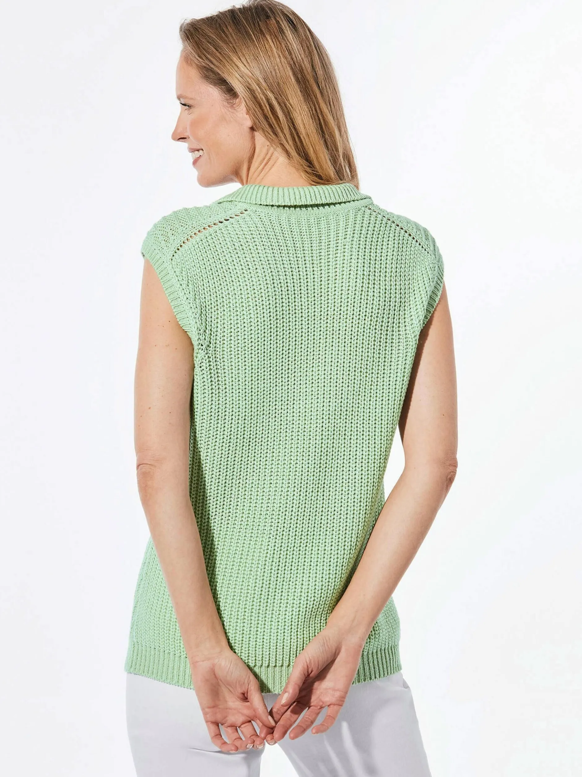 Goldner Damen Pullover - Kurzgröße in grün
