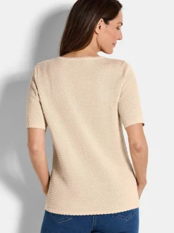 Goldner Damen Pullover - Kurzgröße in beige
