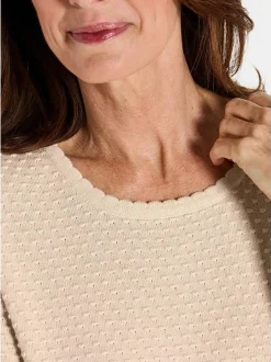 Goldner Damen Pullover - Kurzgröße in beige