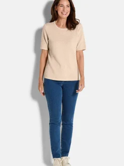 Goldner Damen Pullover - Kurzgröße in beige