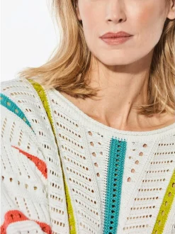 Goldner Damen Pullover - Kurzgröße in weiß