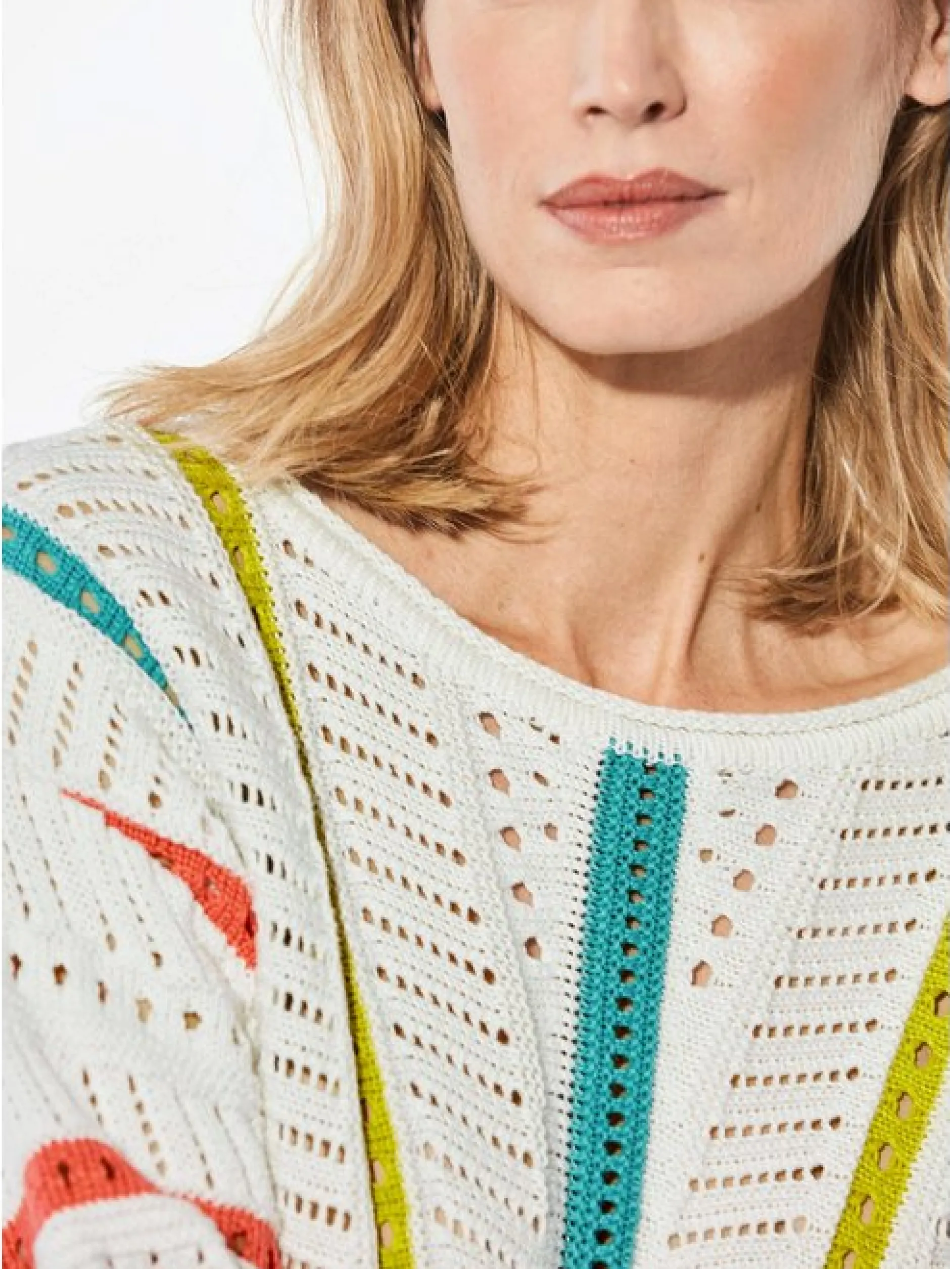 Goldner Damen Pullover - Kurzgröße in weiß