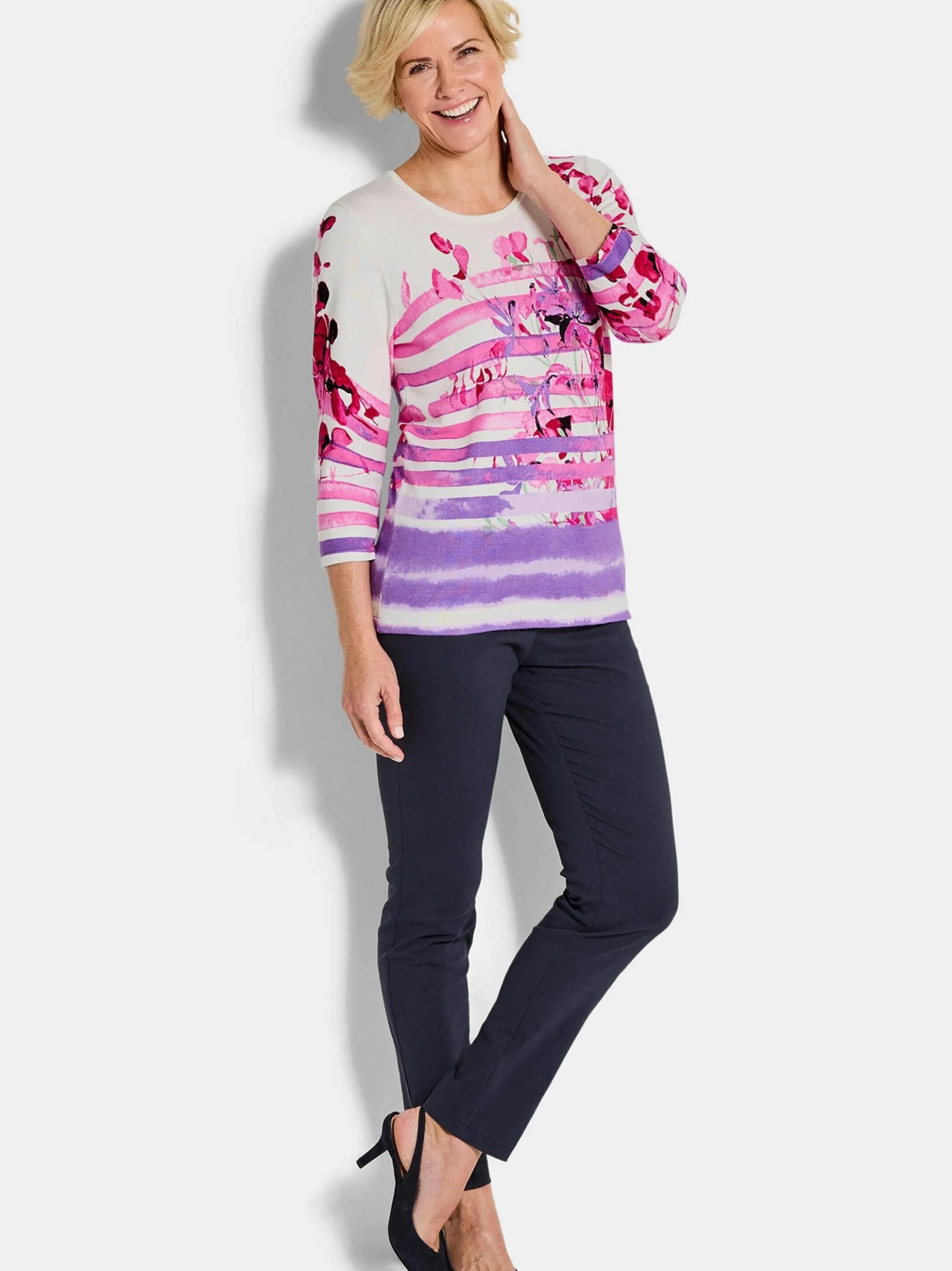 Goldner Damen Pullover - Kurzgröße in rosa