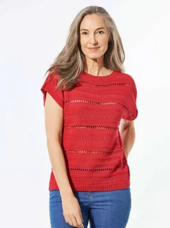 Goldner Damen Pullover - Kurzgröße in rot