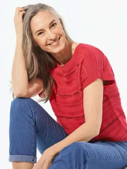Goldner Damen Pullover - Kurzgröße in rot