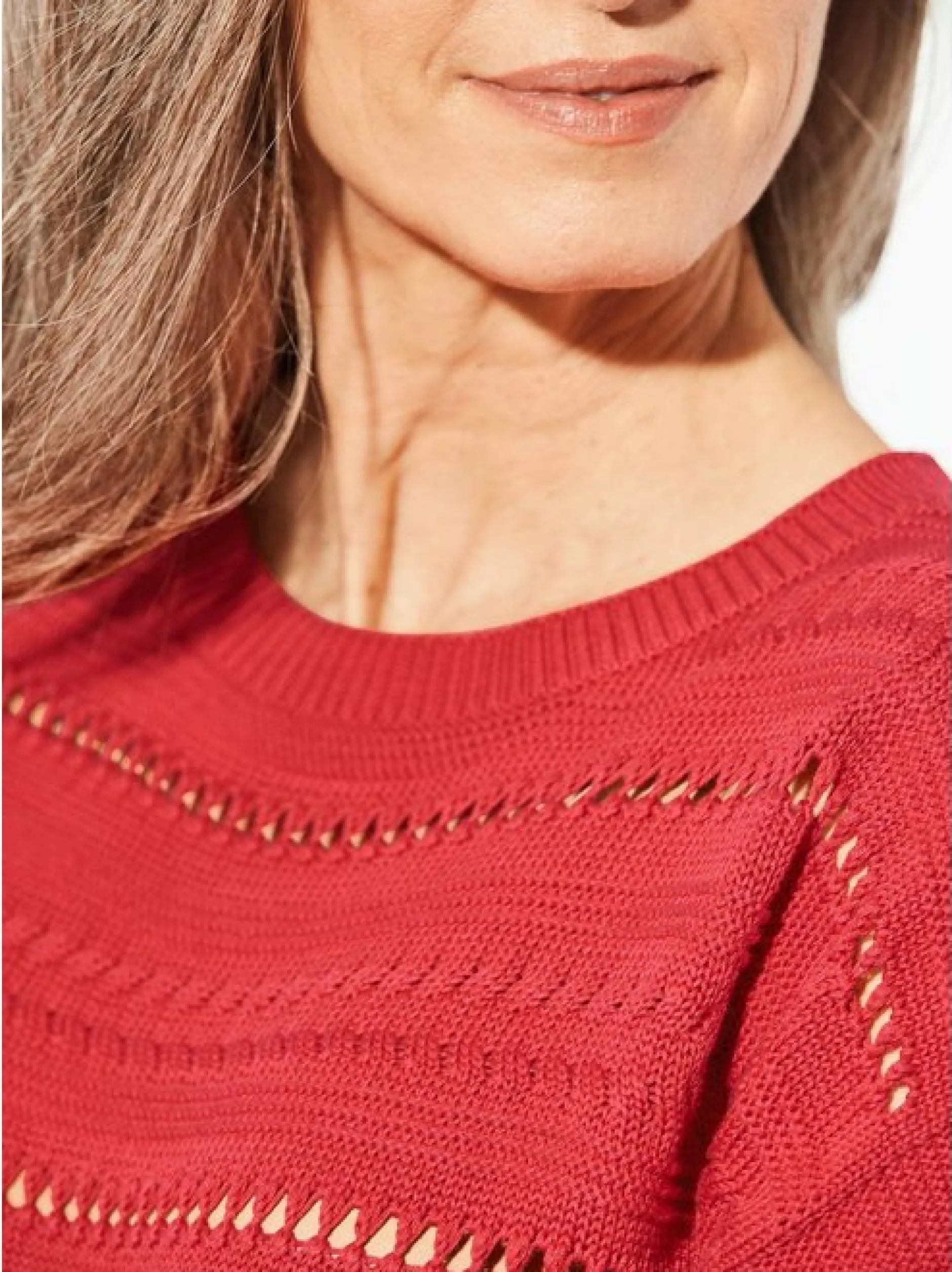 Goldner Damen Pullover - Kurzgröße in rot