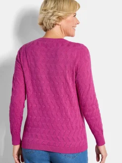 Goldner Damen Pullover - Kurzgröße in aubergine