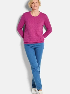 Goldner Damen Pullover - Kurzgröße in aubergine