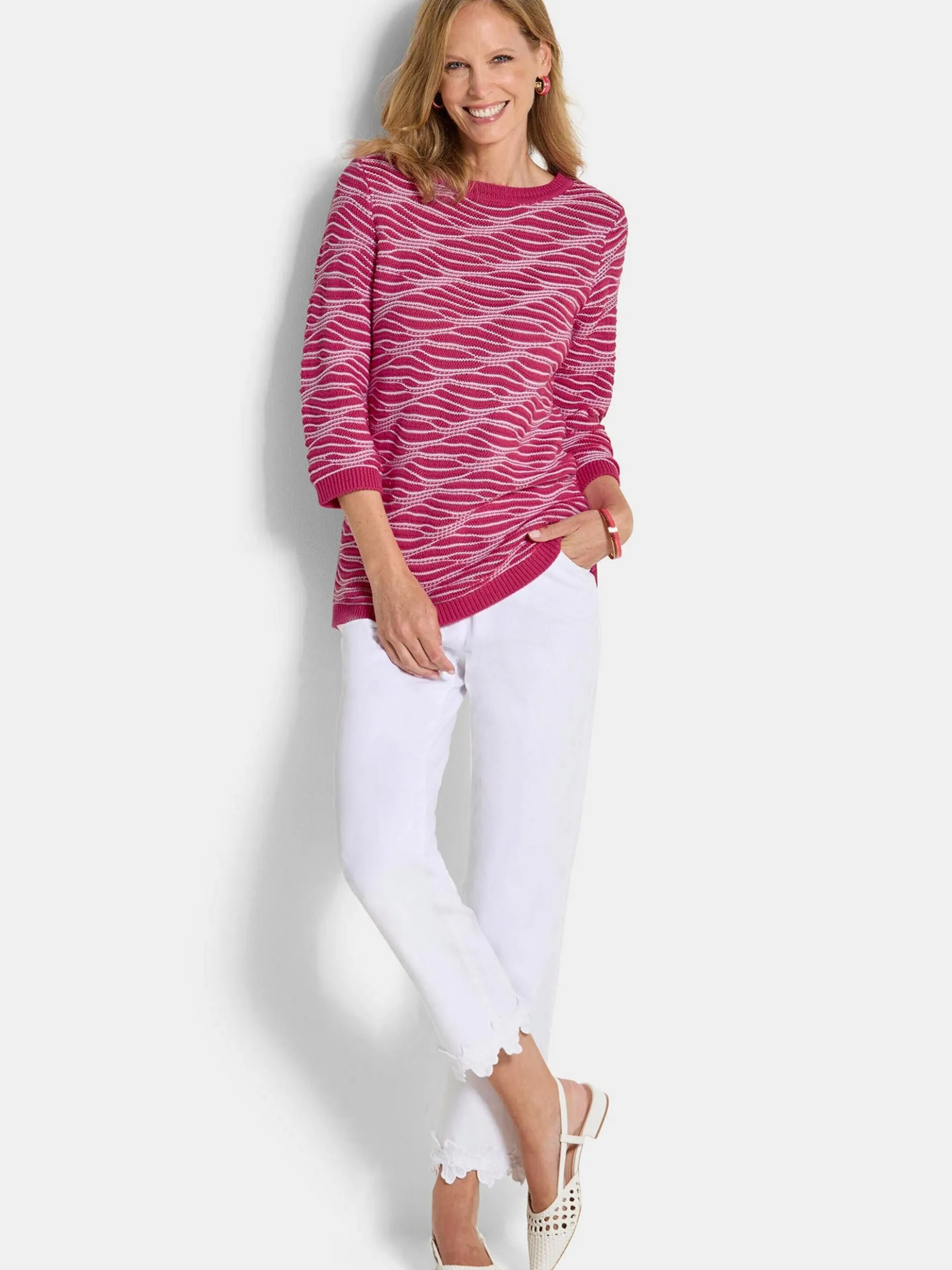 Goldner Damen Pullover - Kurzgröße in pink
