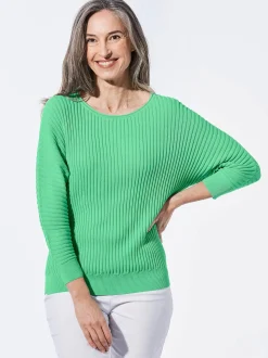 Goldner Damen Pullover - Kurzgröße in grün
