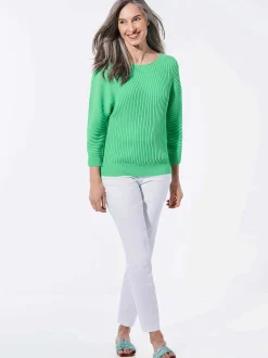 Goldner Damen Pullover - Kurzgröße in grün