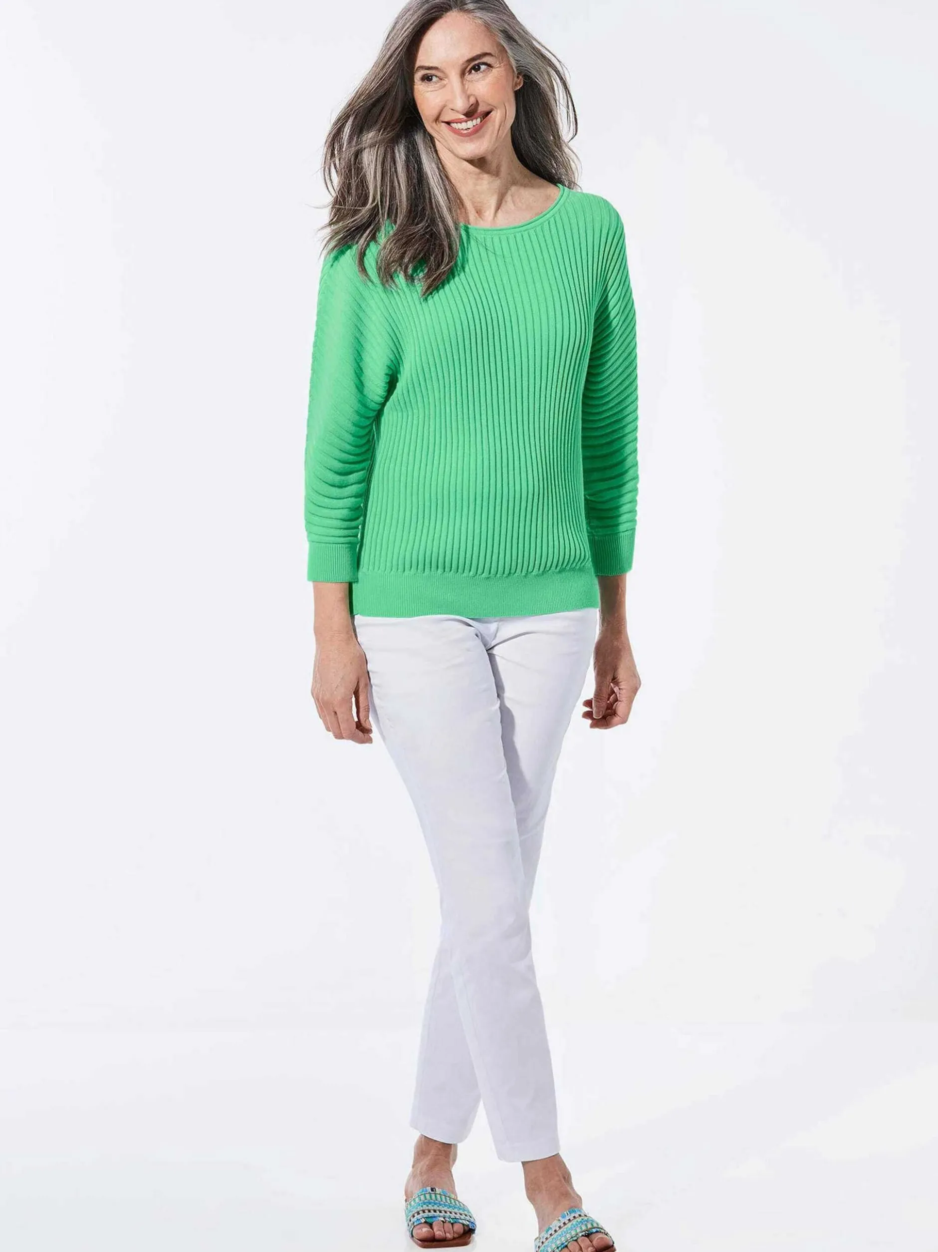 Goldner Damen Pullover - Kurzgröße in grün