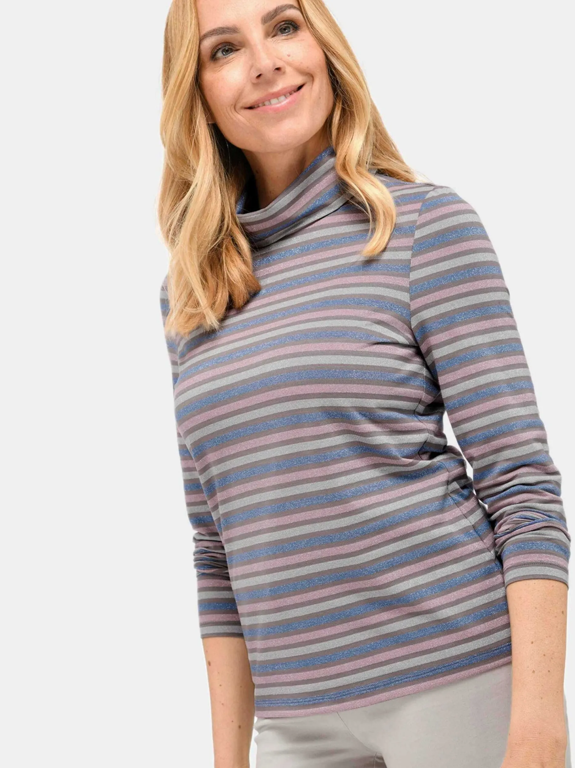 Goldner Damen Rollkragenpullover in mehrfarbig