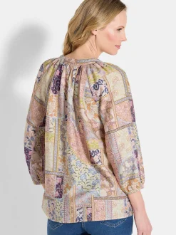 Goldner Damen Schlupfbluse in beige mehrfarbig
