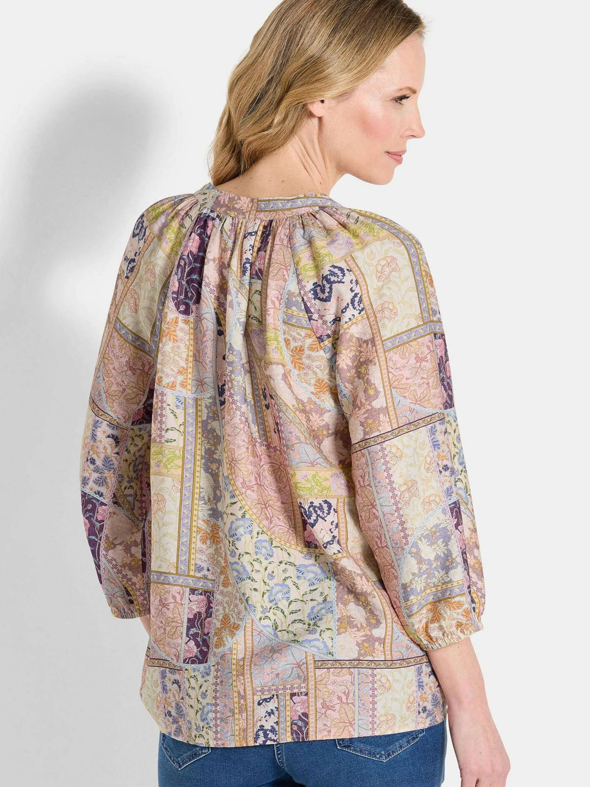 Goldner Damen Schlupfbluse in beige mehrfarbig