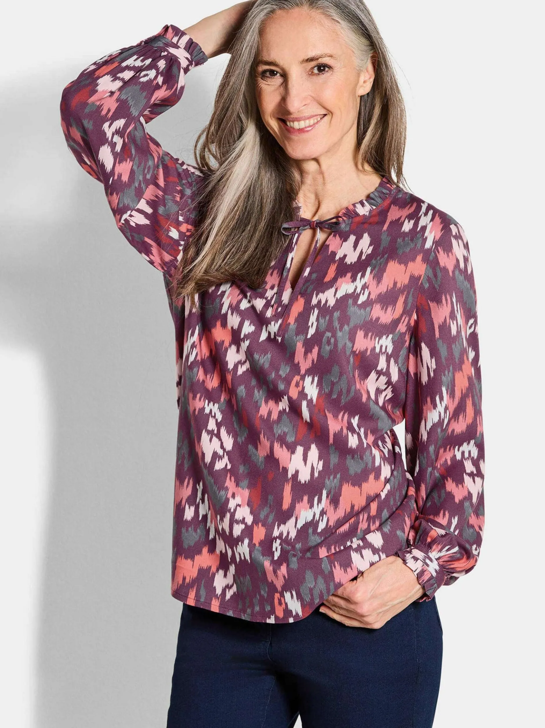 Goldner Damen Schlupfblusen in aubergine mehrfarbig