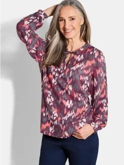 Goldner Damen Schlupfblusen in aubergine mehrfarbig