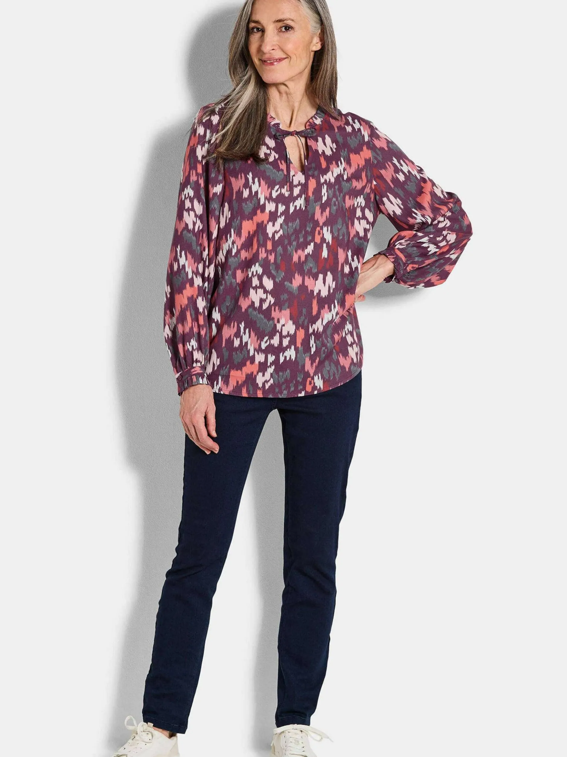 Goldner Damen Schlupfblusen in aubergine mehrfarbig