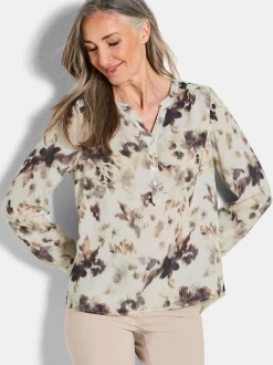 Goldner Damen Schlupfblusen in beige - Ärmel: langarm