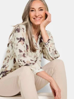Goldner Damen Schlupfblusen in beige - Ärmel: langarm