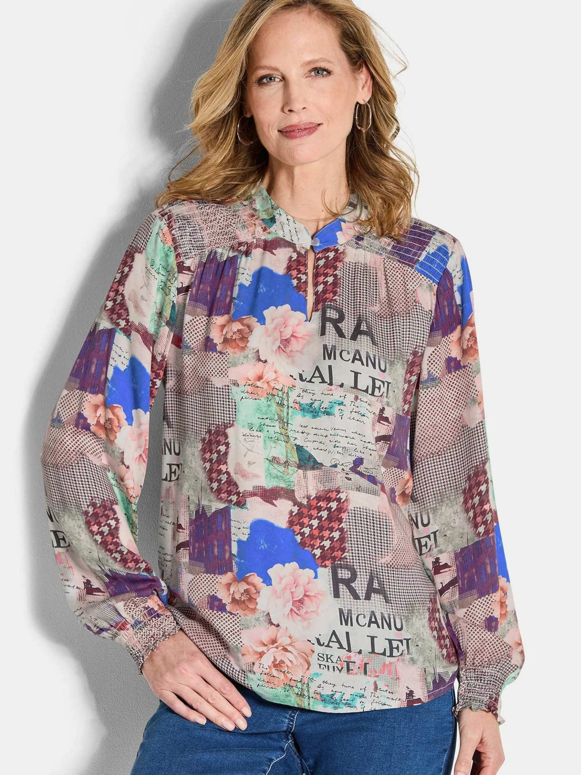 Goldner Damen Schlupfblusen in beige mehrfarbig