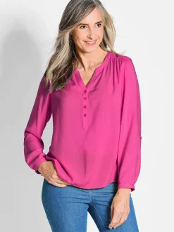 Goldner Damen Schlupfblusen - Kurzgröße in pink