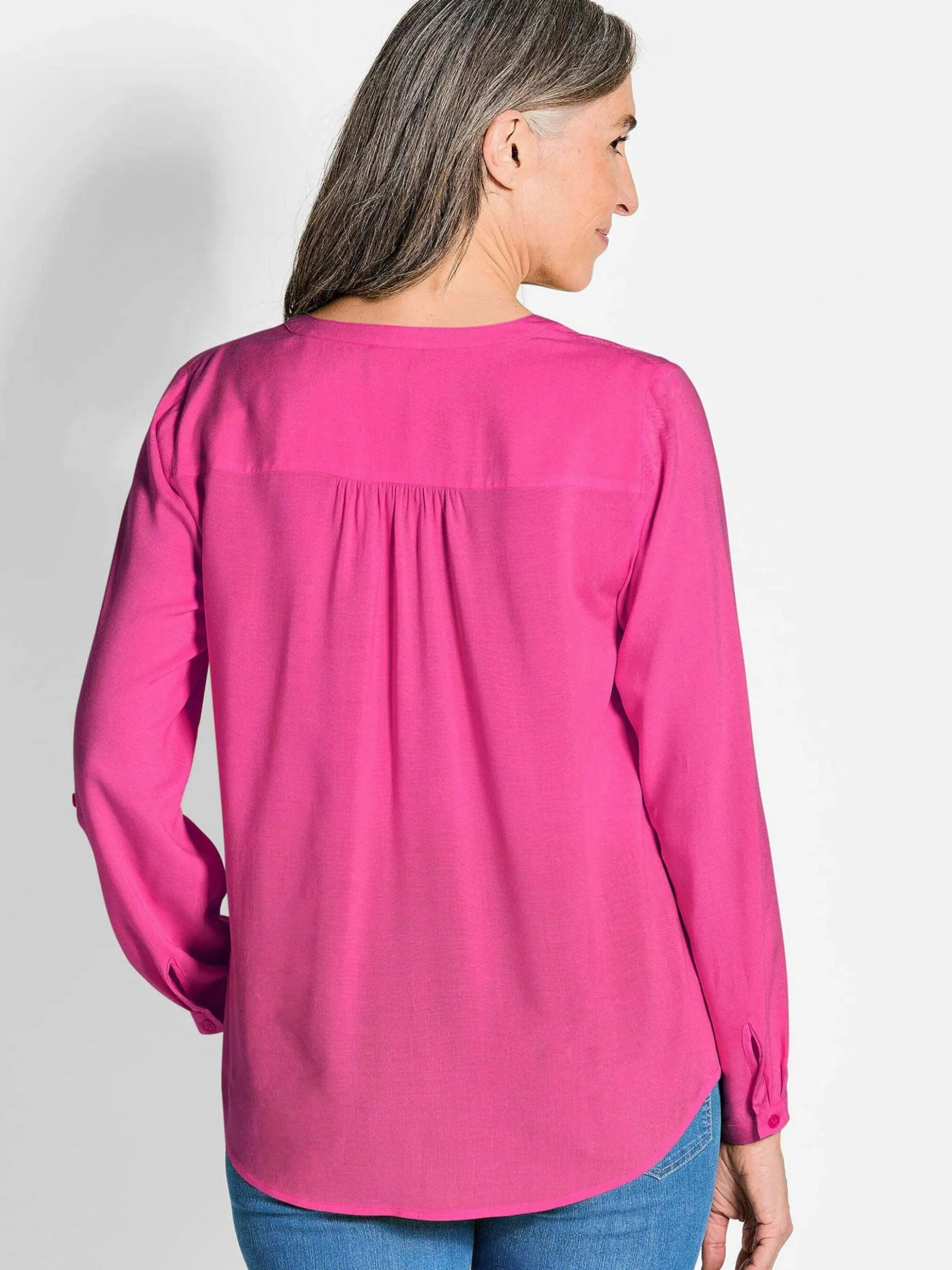 Goldner Damen Schlupfblusen - Kurzgröße in pink